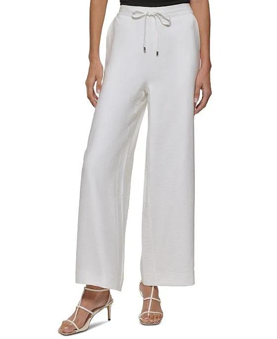 Women's Drawstring Pull-On Wide-Leg Pants