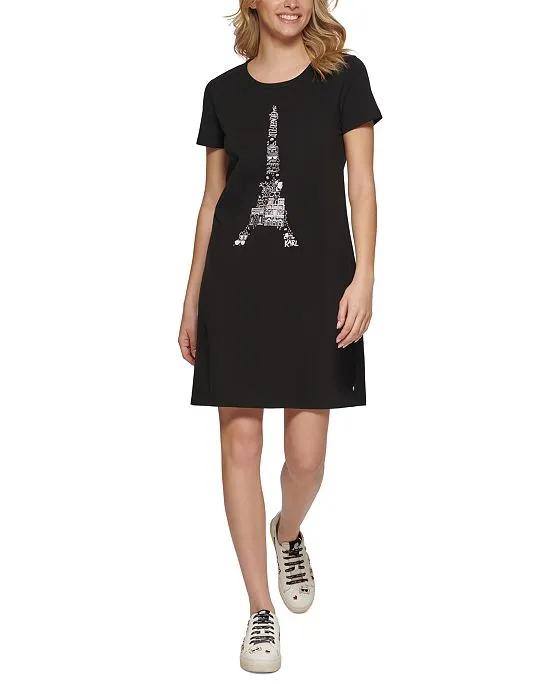 Women's Eiffel Tower T-Shirt Dress