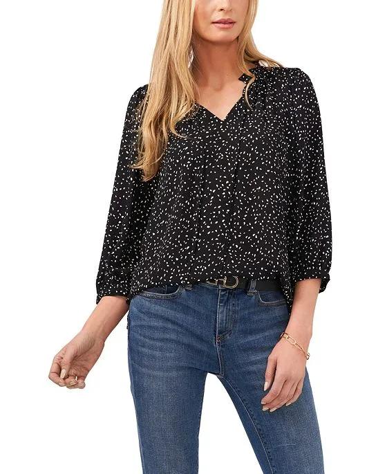 Women's Elbow Sleeve Speckled Confetti Blouse