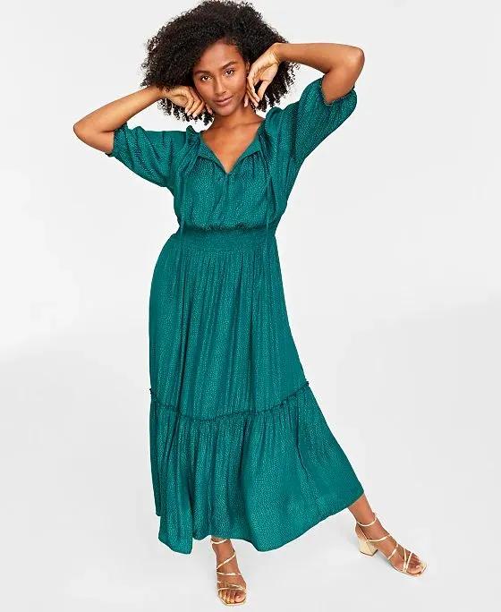 Women's Elbow-Sleeve Tiered Maxi Dress, Created for Macy's