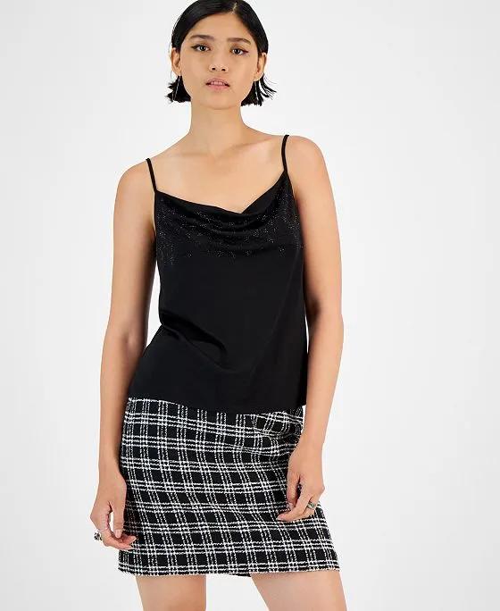 Women's Embellished Drape-Neck Camisole Top, Created for Macy's