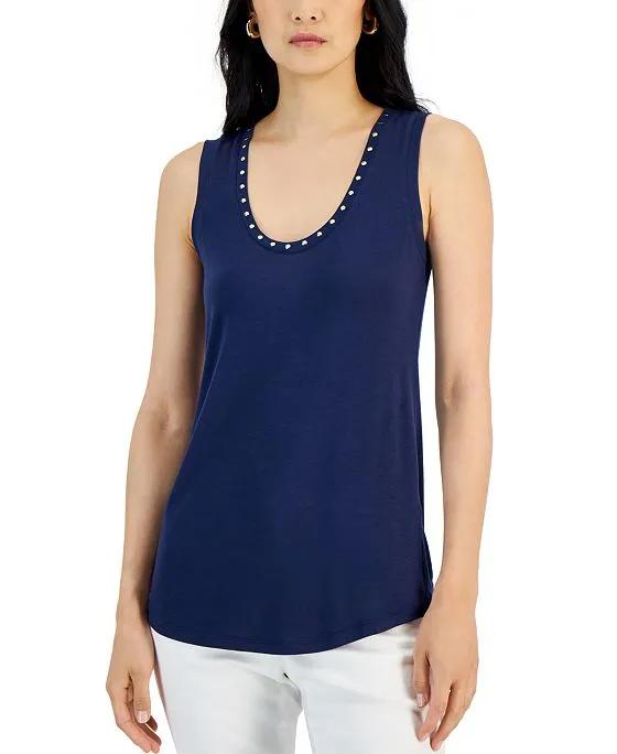 Women's Embellished Scoop-Neck Tank Top, Created for Macy's