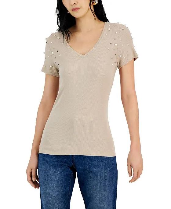 Women's Embellished T-Shirt, Created for Macy's