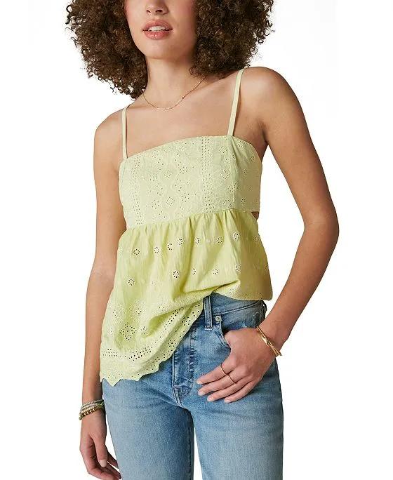 Women's Embroidered Eyelet Tank Top 