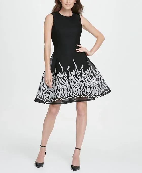 Women's Embroidered Mesh Sleeveless Dress