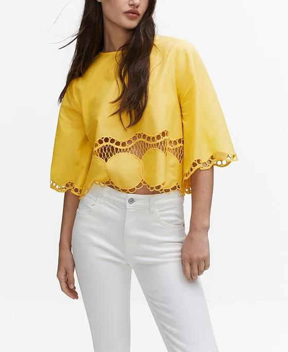 Women's Embroidered Oversized Blouse
