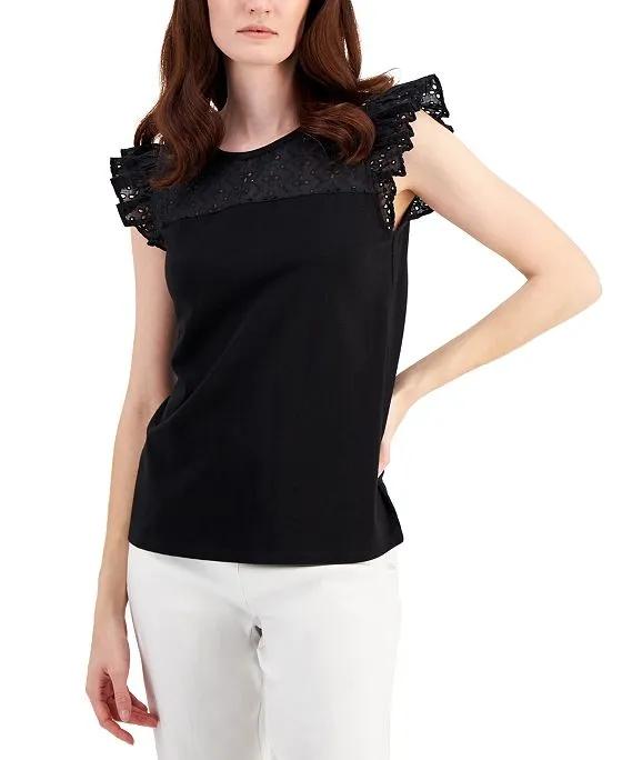 Women's Eyelet-Embroidered Sleeveless Top