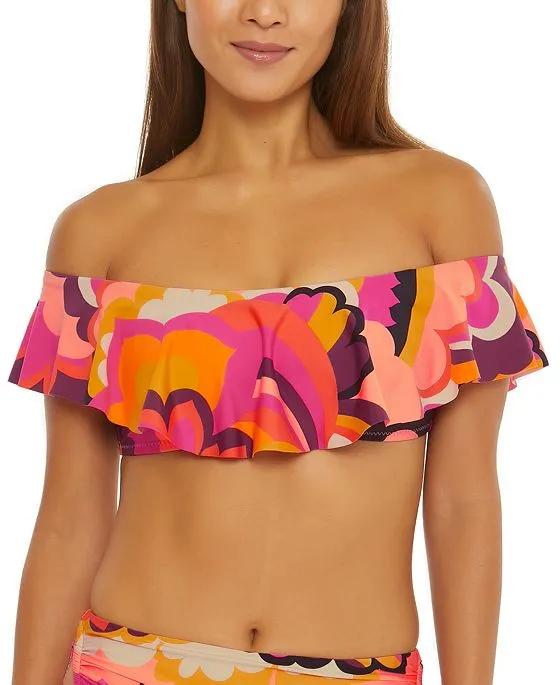 Women's Fan Faire Ruffled Bandeau Bikini Top
