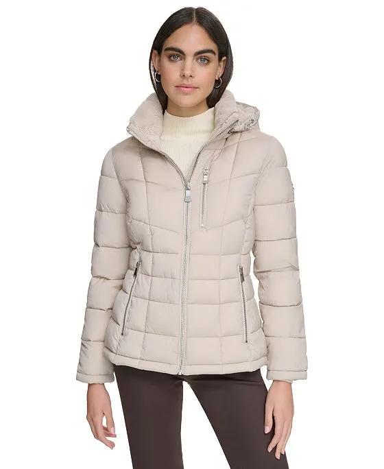Women's Faux-Fur-Trim Hooded Puffer Coat, Created for Macy's
