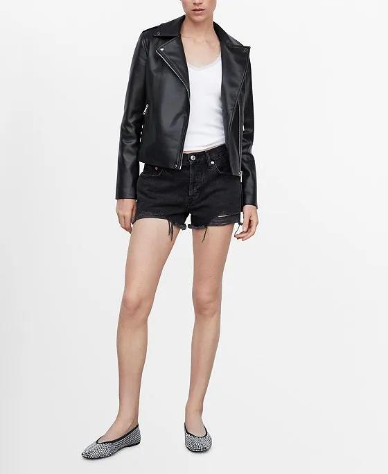Women's Faux-Leather Biker Jacket