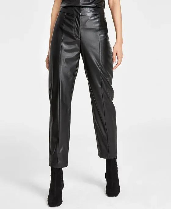 Women's Faux-Leather Front-Seam Skinny Pants