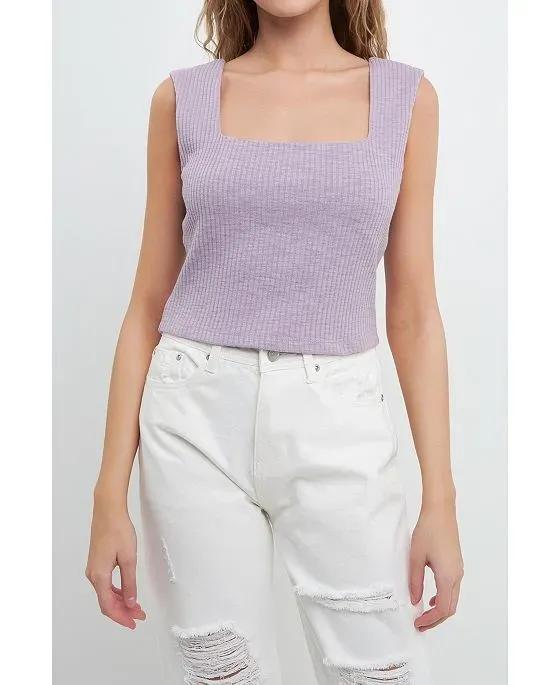 Women's Fitted Knit Cropped Tank Top