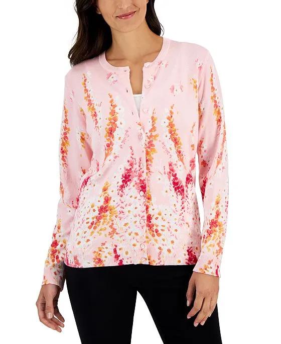 Women's Floral Button-Front Cardigan, Created for Macy's