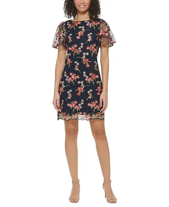 Women's Floral-Embroidered Sheath Dress