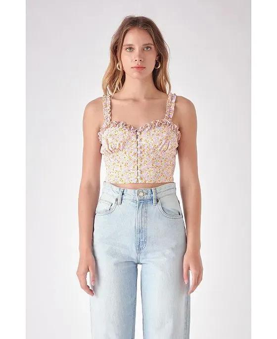Women's Floral Print Cropped Top