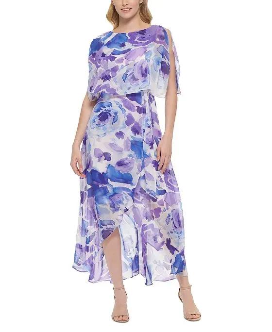 Women's Floral-Print High-Low Popover Dress