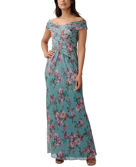Women's Floral-Print Off-The-Shoulder Gown