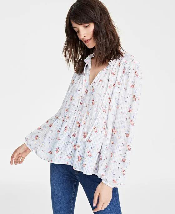 Women's Floral-Print Peasant Blouse, Created for Macy's