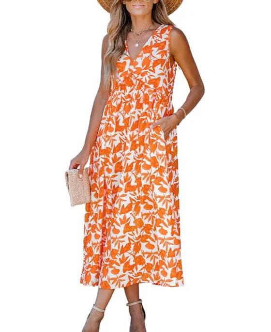 Women's Floral Print Ruffled Cover Up Dress