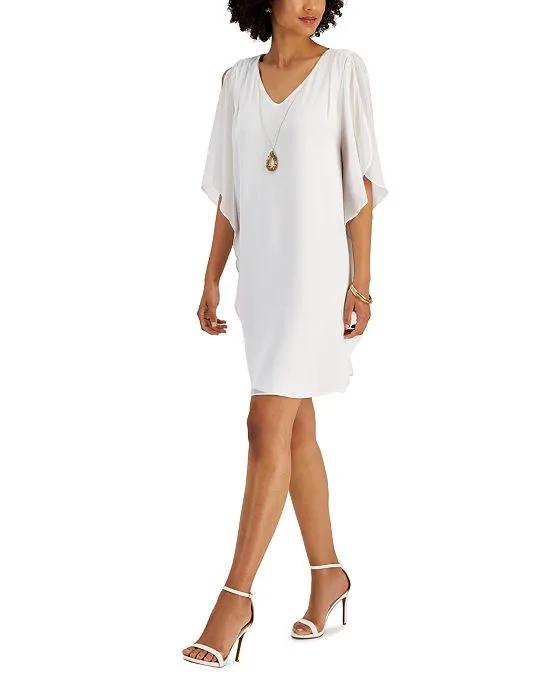 Women's Flutter-Sleeve Necklace Dress, Created for Macy's
