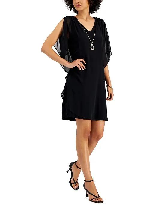 Women's Flutter-Sleeve Necklace Dress, Created for Macy's