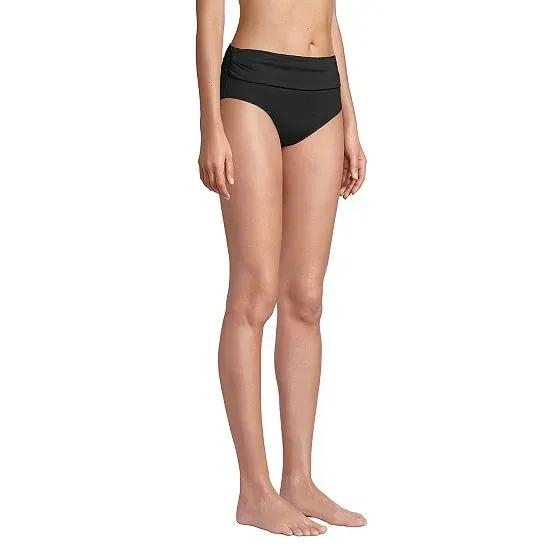 Women's   Fold Over Mid Waist Bikini Swim Bottoms