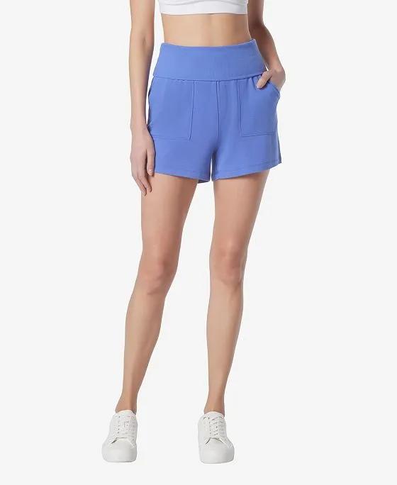 Women's Fold Over Waistband Lounge Relaxed Fit Shorts