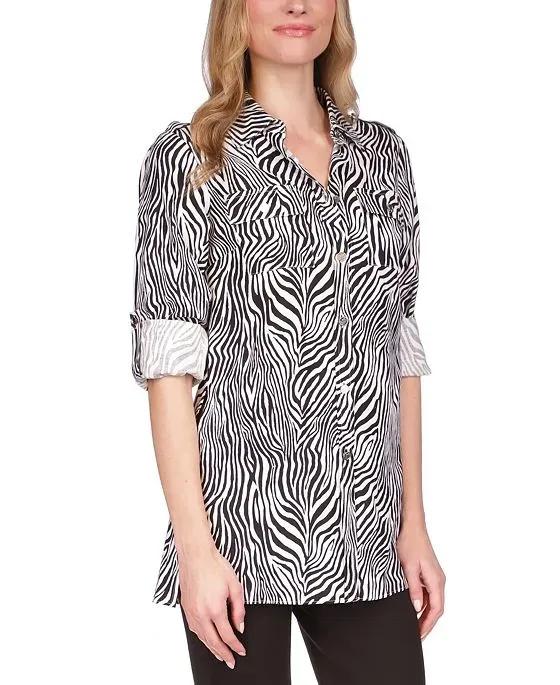Women's Graphic Zebra Long Sleeve Tunic
