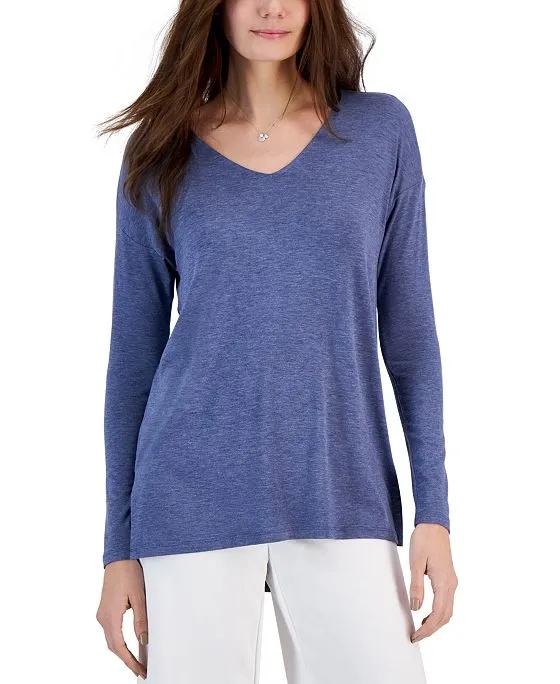 Women's Heathered Long-Sleeve Tunic, Created for Macy's