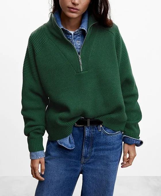 Women's High Neck Zip Sweater