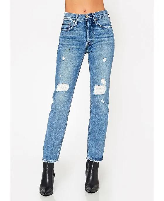 Women's High Rise Straight Crop Jeans In Carpenter For Adult
