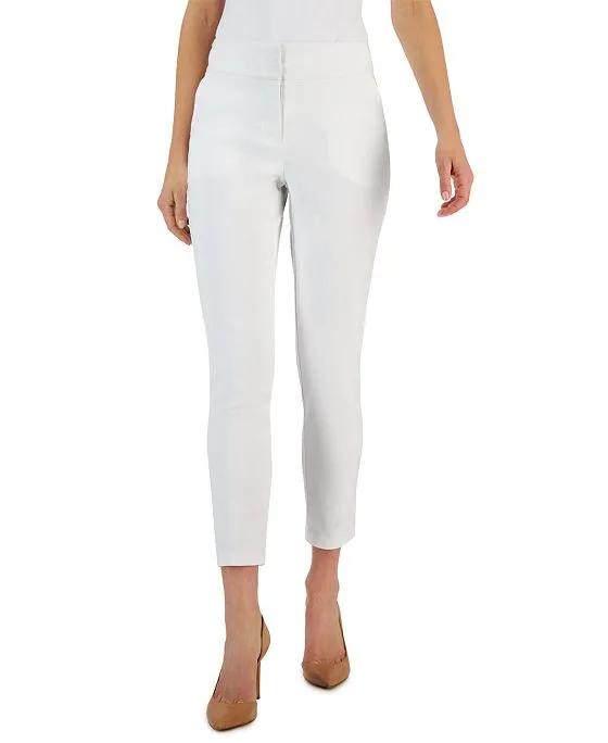 Women's High-Waisted Faux-Fly Pull-on Slim Pants