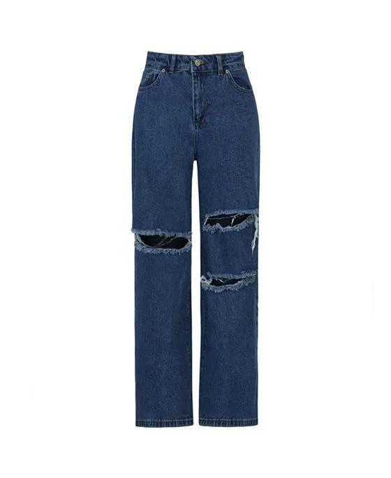 Women's High-Waisted Ripped Jeans