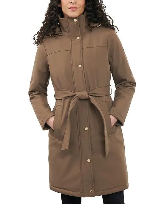Women's Hooded Belted Raincoat, Created for Macy's