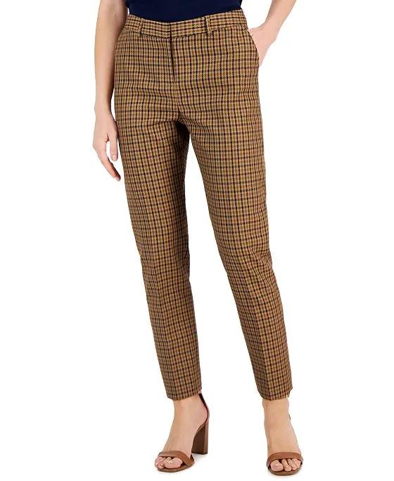 Women's Houndstooth Mid-Rise Ankle Pants