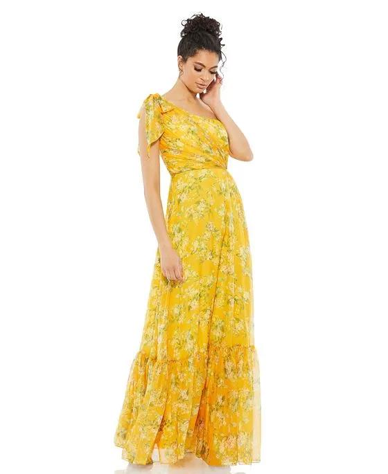 Women's Ieena For Floral One Shoulder Bow Maxi Dress