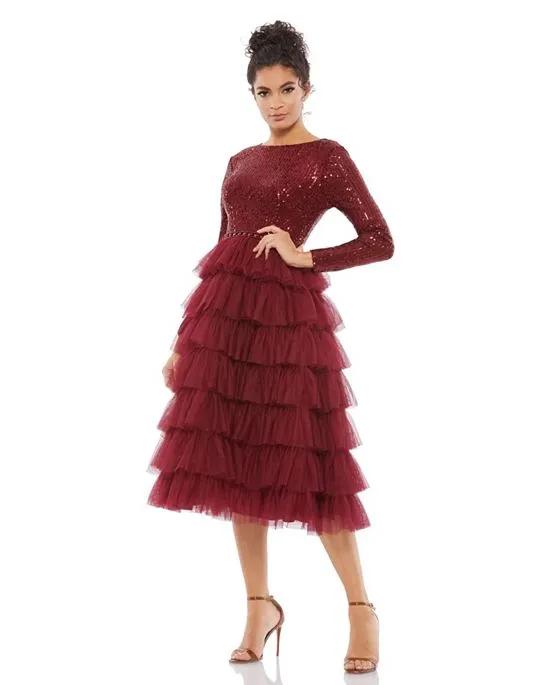 Women's Ieena Sequined Layered Tulle A-Line Cocktail Dress