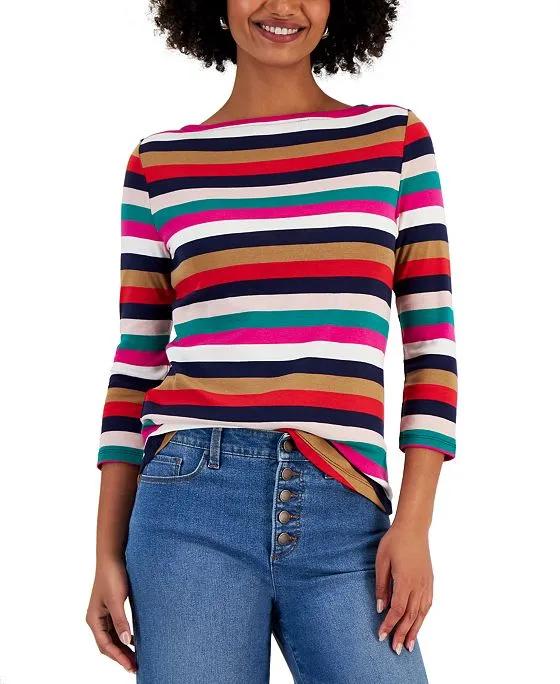 Women's Irene Cotton Striped Top,Created for Macy's