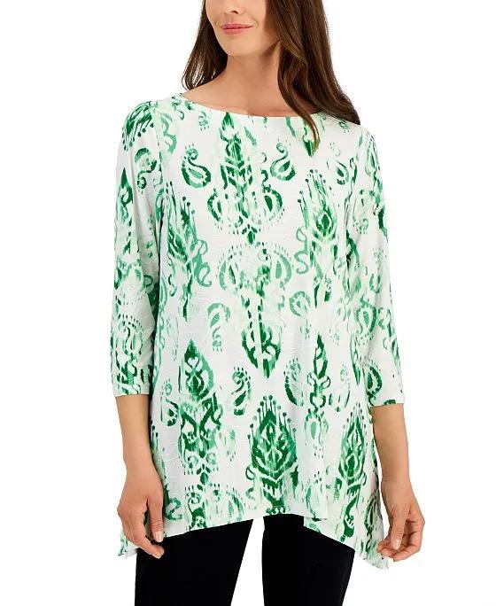 Women's Jacquard 3/4-Sleeve Tunic, Created for Macy's