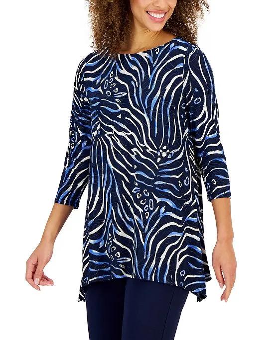 Women's Jacquard Zebra-Print Knit Top, Created for Macy's
