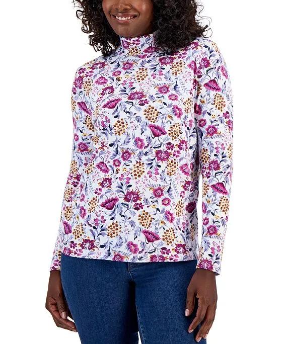 Women's Janelle Printed Mock-Neck Top, Created for Macy's