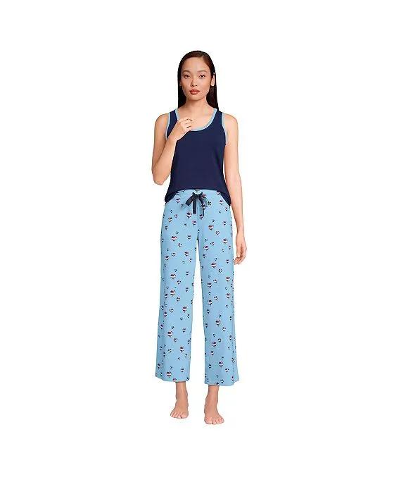 Women's Knit Pajama Set Tank and Crop Pants