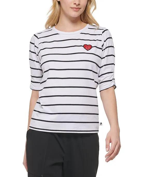 Women's Knit Top with Heart Patch