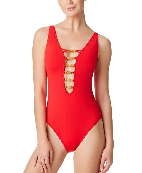 Women's Kore Lace-Up One-Piece Swimsuit