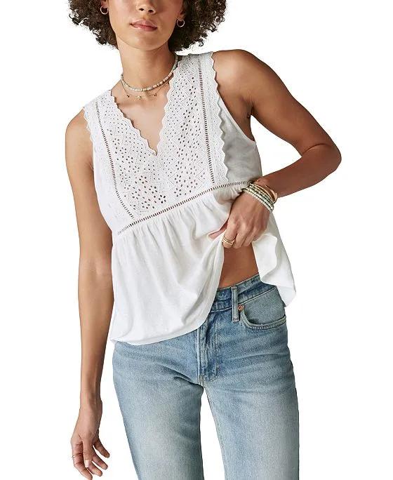 Women's Lace-Front Sleeveless Tank Top