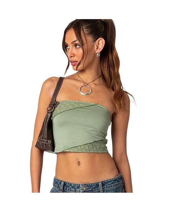 Women's Lace Patchwork Tube Top