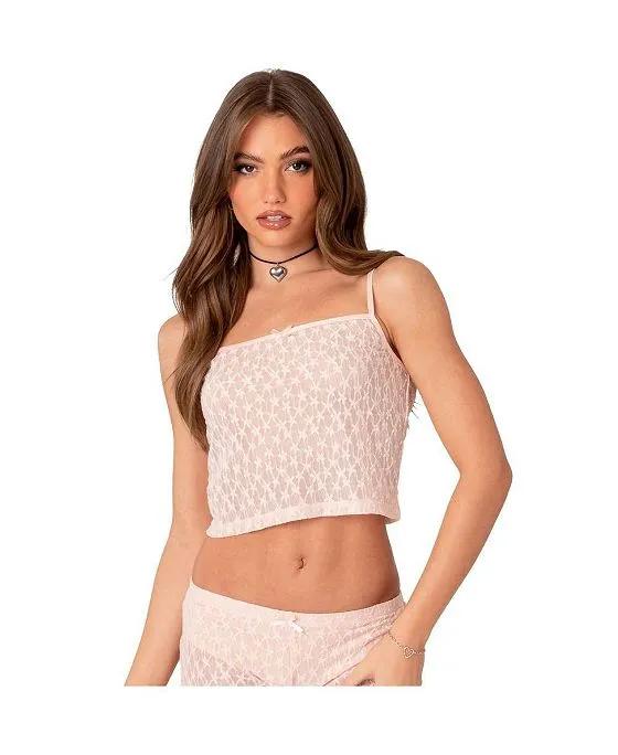 Women's Lace Tank Top With Cf Bow