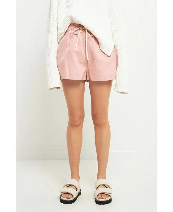 Women's Linen Shorts with Contrast Strap