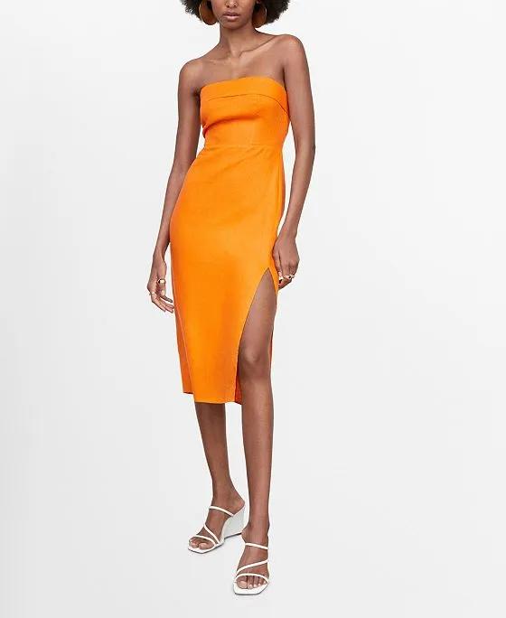 Women's Linen Strapless Dress