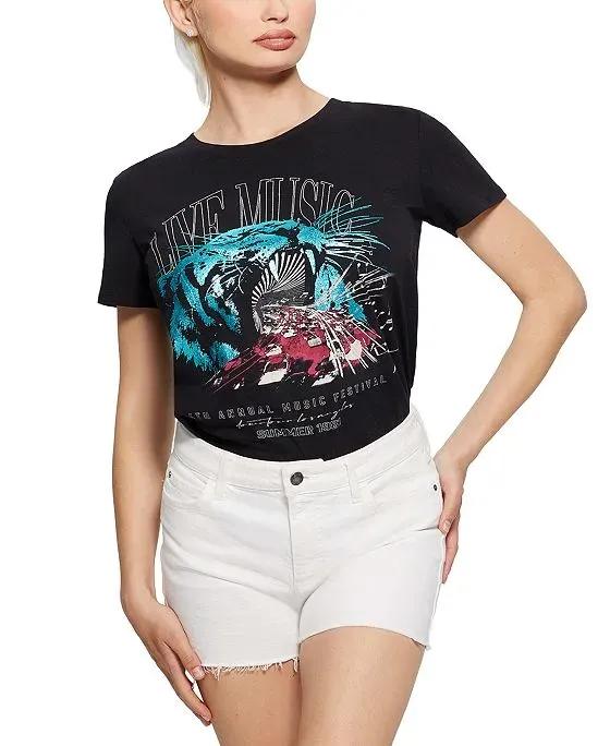 Women's Live Music Easy Cotton Graphic T-Shirt